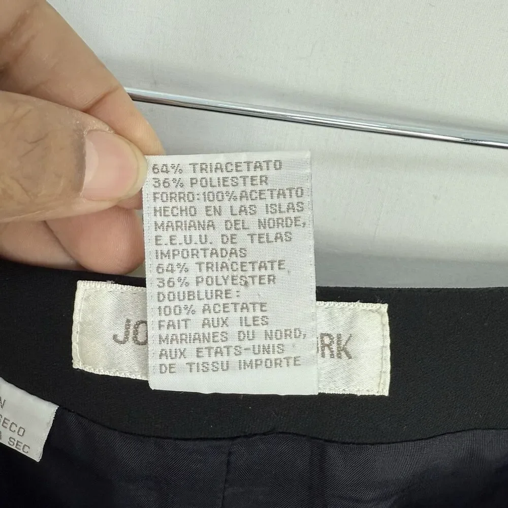 Jones New York Vintage Triacetate Pencil Straight Slit Career Skirt Size 8 Black
